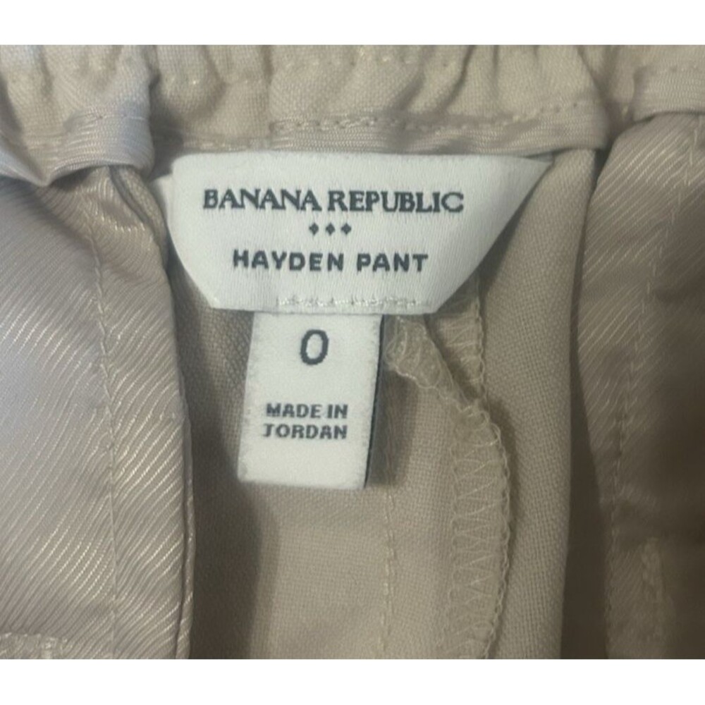 Banana Republic Hayden Pants Women Sz 0 Beige High Rise Elastic Waist Tapered - Picture 7 of 9